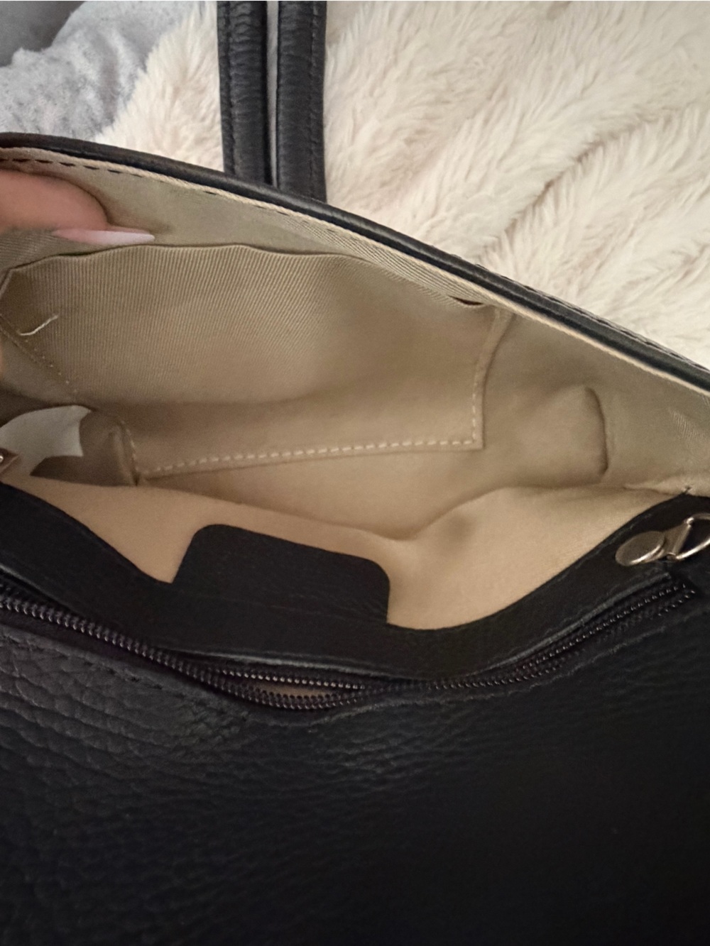 Pebbled Black Leather Knot-Handle Wristlet Clutch - Picture 3 of 3